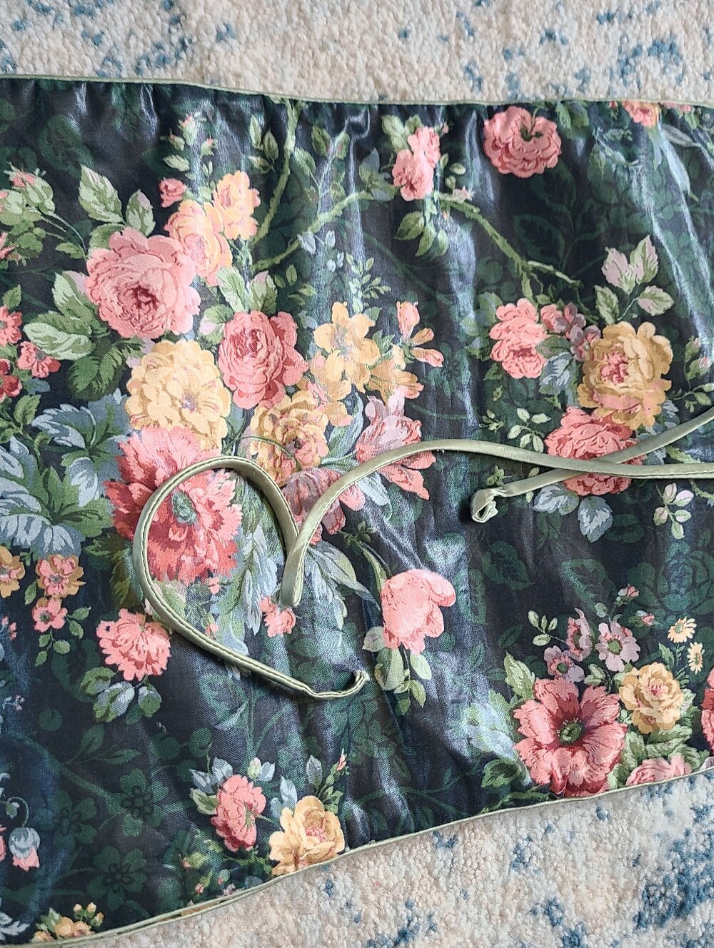 Lesportsac Floral Pattern Scarf in Black with Pink, Green and Yellow Flowers